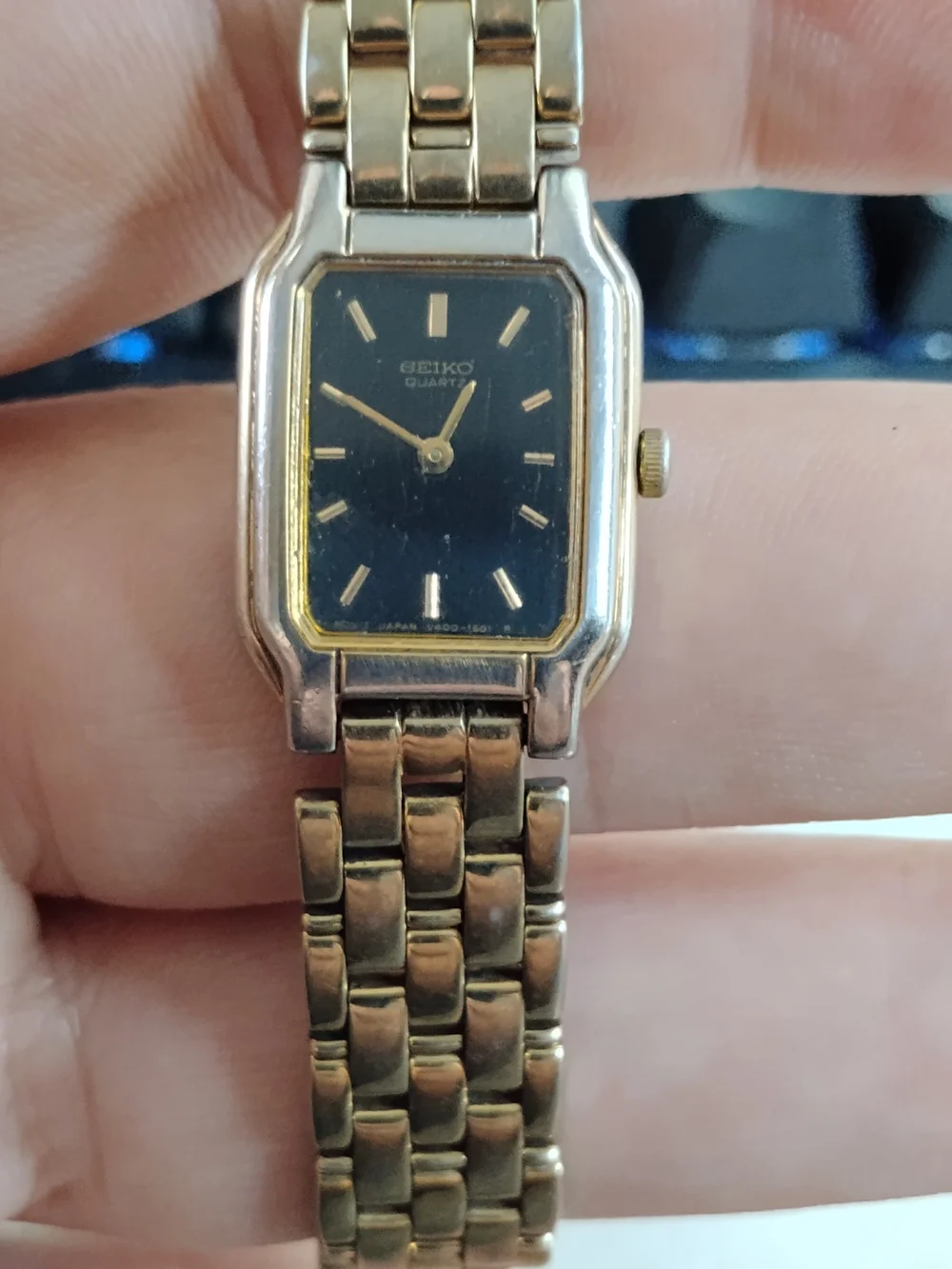 Seiko Gold-Tone Bracelet Watch with Black Dial